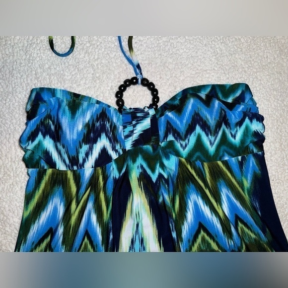 Valerie Bertinelli Boho Chevron Multicolor Maxi Dress Built In Bra Woman Size 6 - Picture 3 of 9